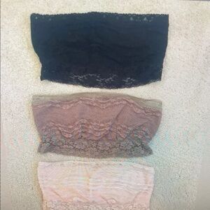 Lace Bandeau Set - Black, Brown, and Pink